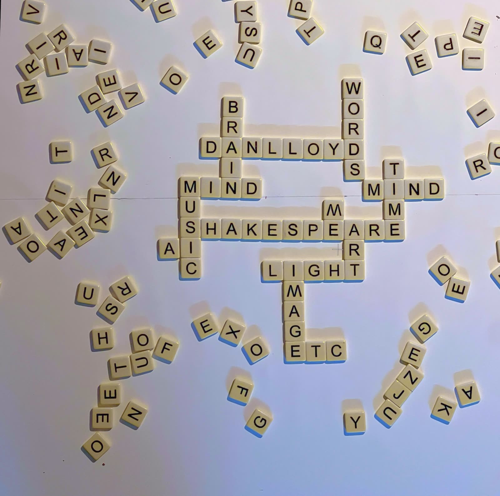 Scrabble tile homepage map for Dan Lloyd